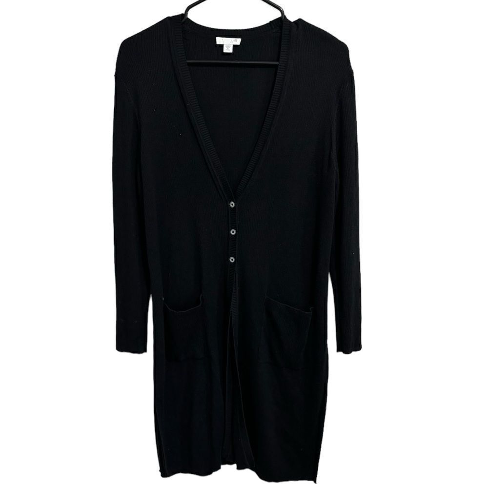 J. Jill Long Black Ribbed Duster